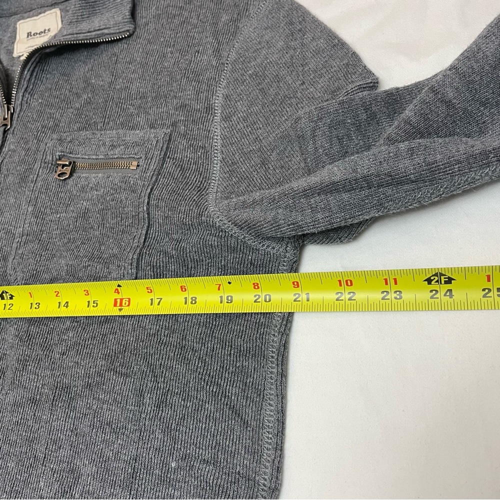 Roots Vintage Heather Grey Quarter Zip Sweater Mens Medium Cotton 80’s Look - Picture 6 of 9